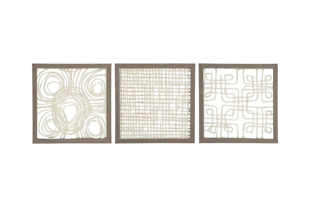 Odella Cream/Taupe Wall Decor (Set of 3) - A8010009 - Lara Furniture