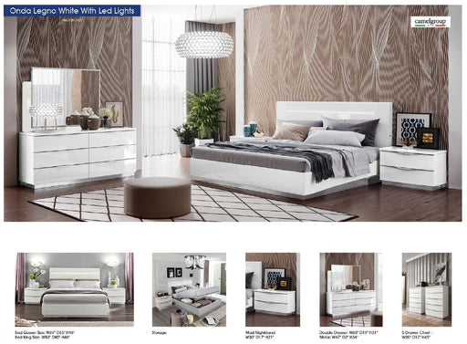 Onda Legno White Bed With Led Lights Queen - Lara Furniture