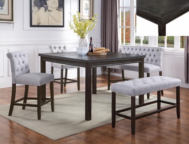 Palmer Gray Counter Height Set - Lara Furniture