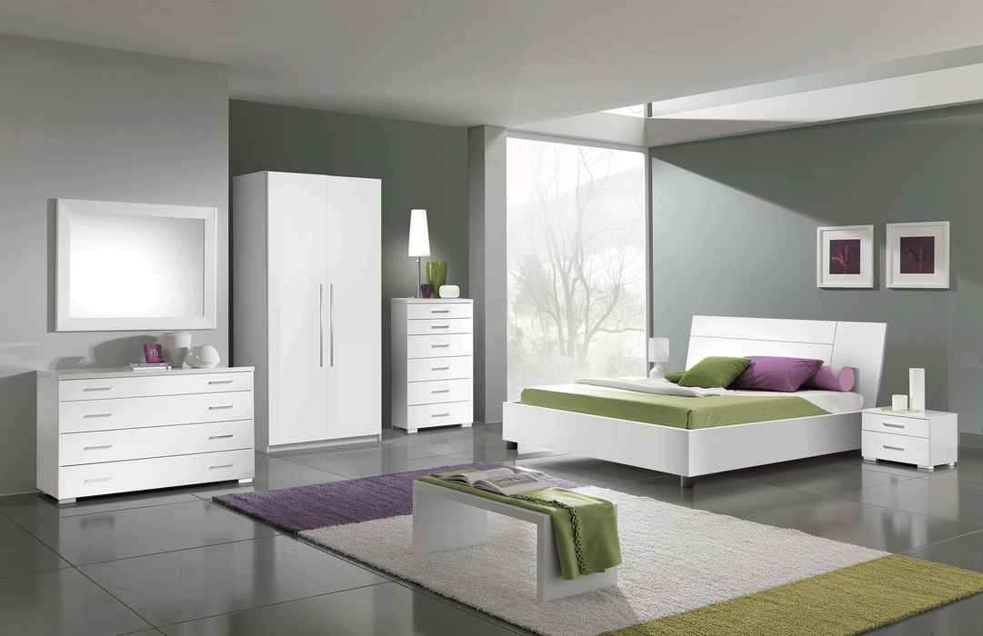 Panarea Bedroom White W/ Momo Cases Set - Lara Furniture