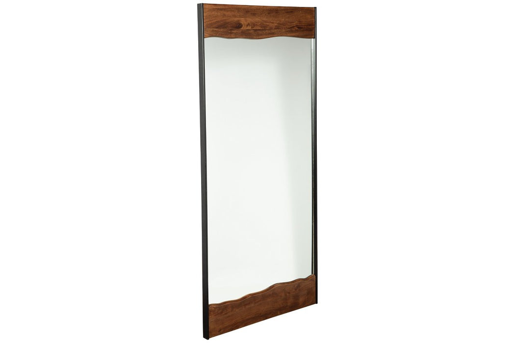 Panchali Brown/Black Floor Mirror - A8010197 - Lara Furniture