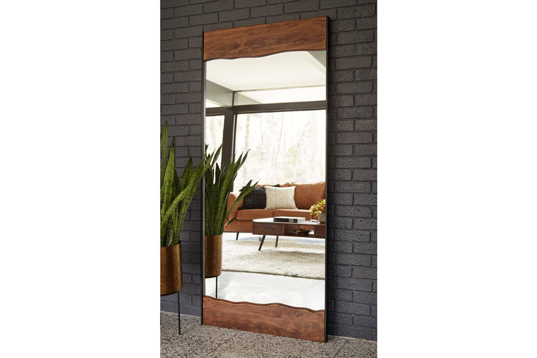 Panchali Brown/Black Floor Mirror - A8010197 - Lara Furniture