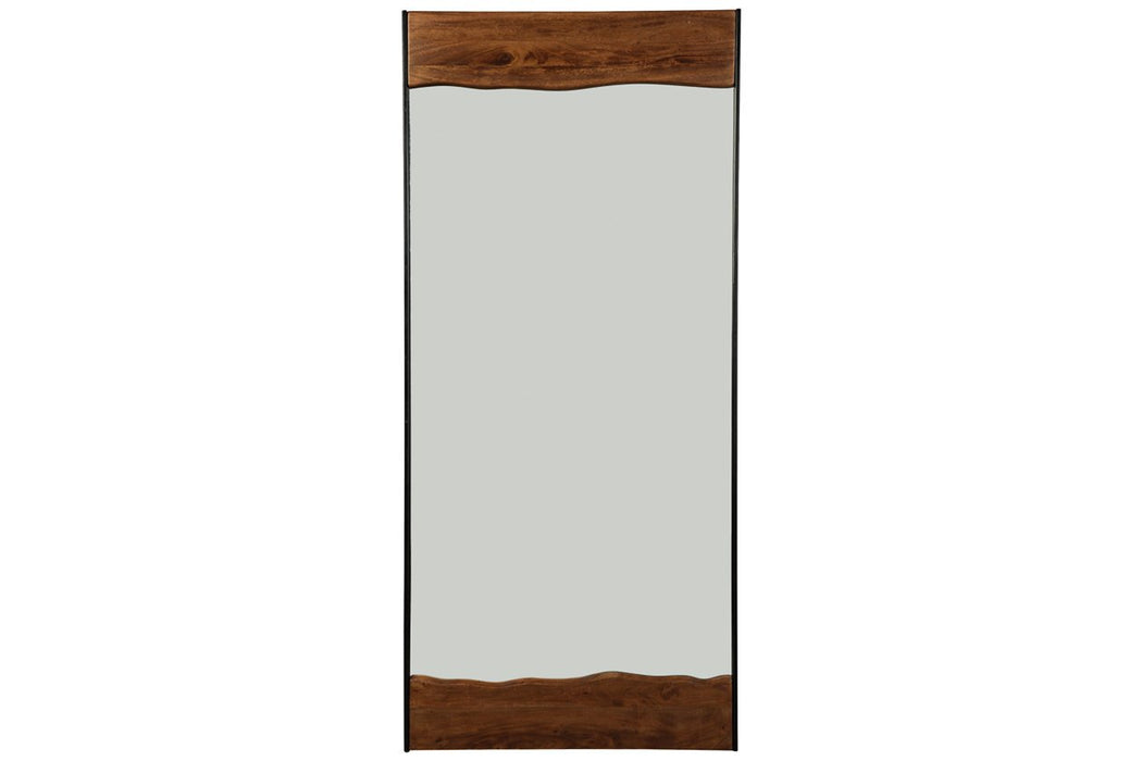 Panchali Brown/Black Floor Mirror - A8010197 - Lara Furniture