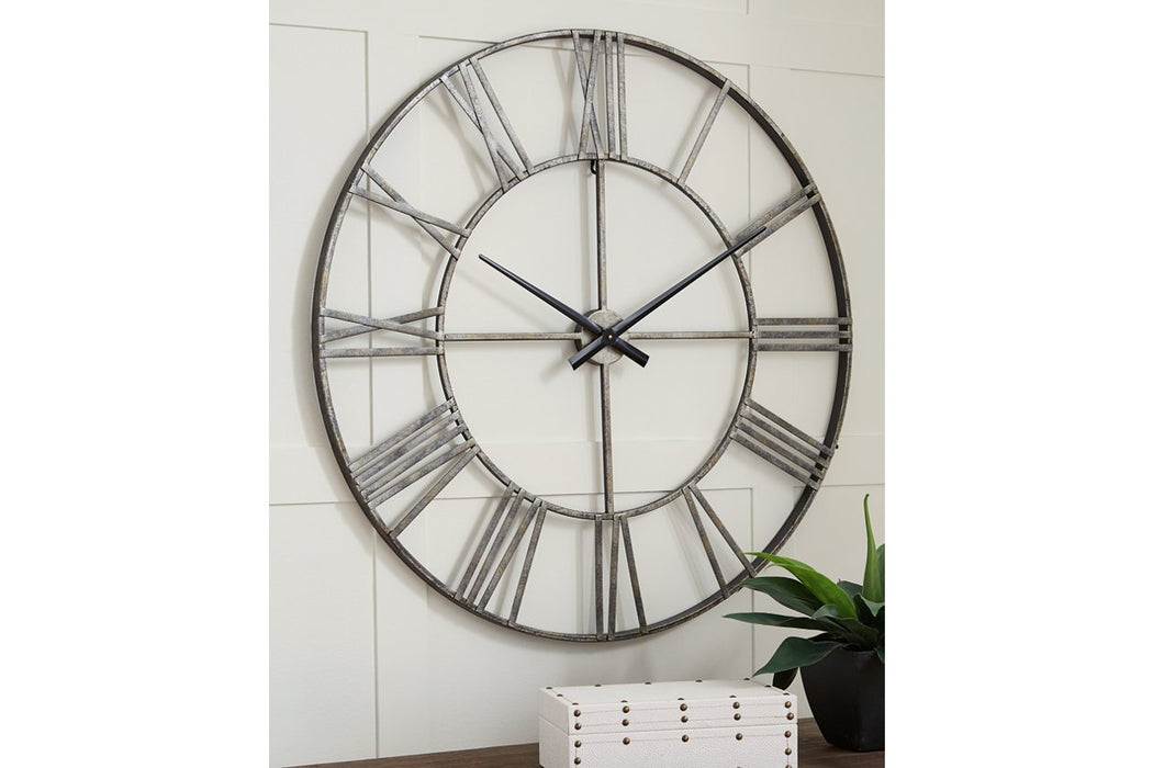 Paquita Antique Silver Wall Clock - A8010237 - Lara Furniture