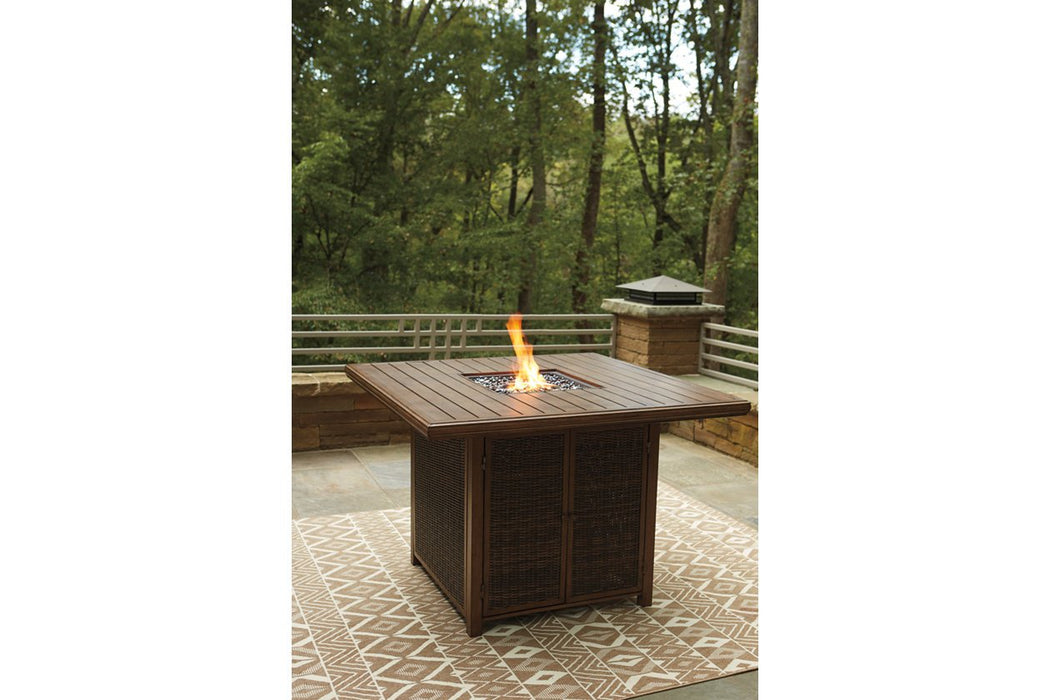 Paradise Trail Medium Brown Bar Table with Fire Pit - P750-665 - Lara Furniture