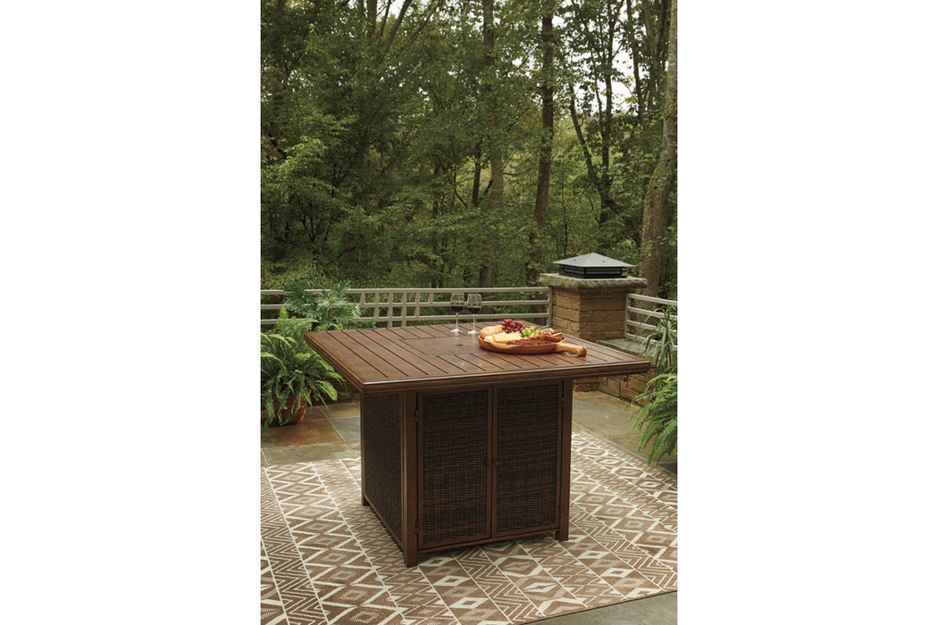 Paradise Trail Medium Brown Bar Table with Fire Pit - P750-665 - Lara Furniture