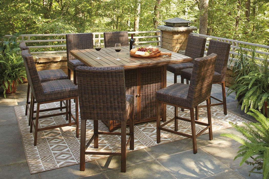 Paradise Trail Medium Brown Bar Table with Fire Pit - P750-665 - Lara Furniture