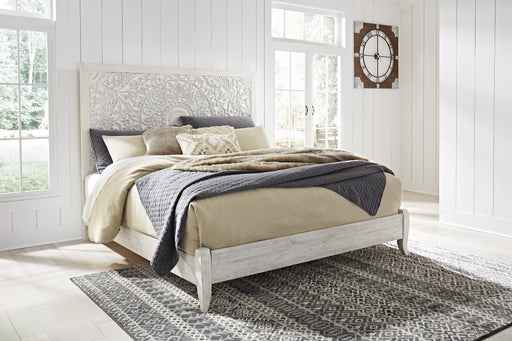 Paxberry Whitewash King Panel Bed - Lara Furniture