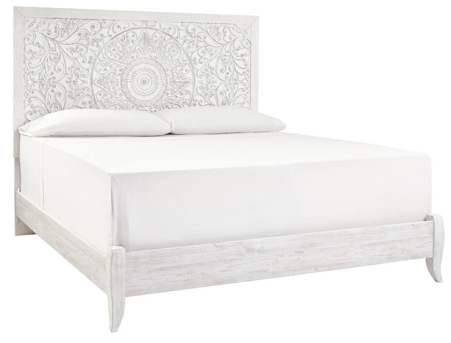 Paxberry Whitewash King Panel Bed - Lara Furniture