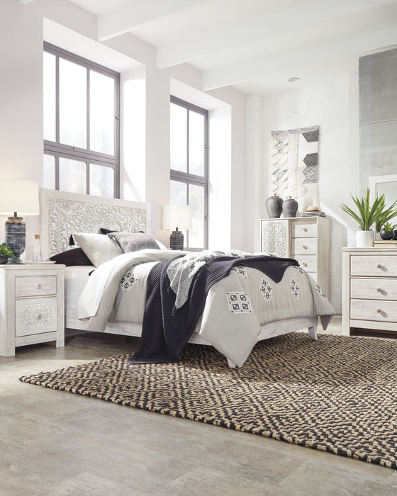 Paxberry Whitewash Queen Panel Bed - Lara Furniture