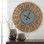 Payson Antique Gray/Natural Wall Clock - A8010076 - Lara Furniture