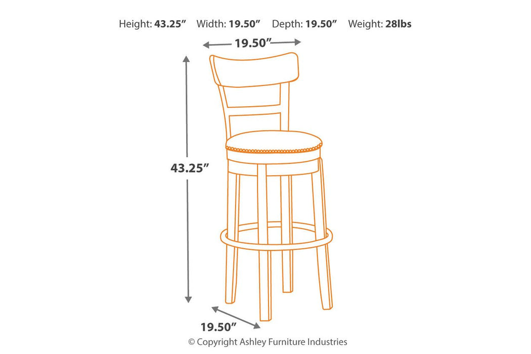 Pinnadel Light Brown Bar Height Bar Stool - D542-130 - Lara Furniture