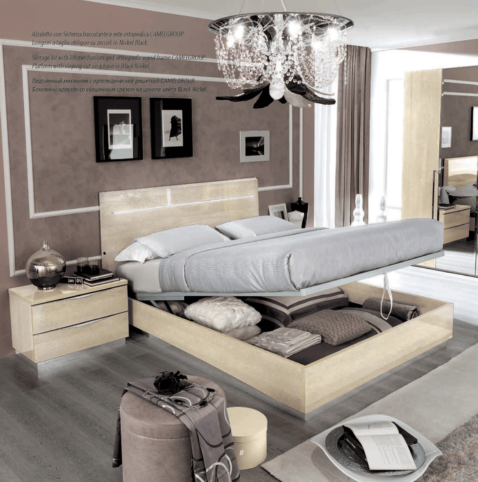 Platinum Legno Bed Ivory Betullia Sabbia Queen - Lara Furniture