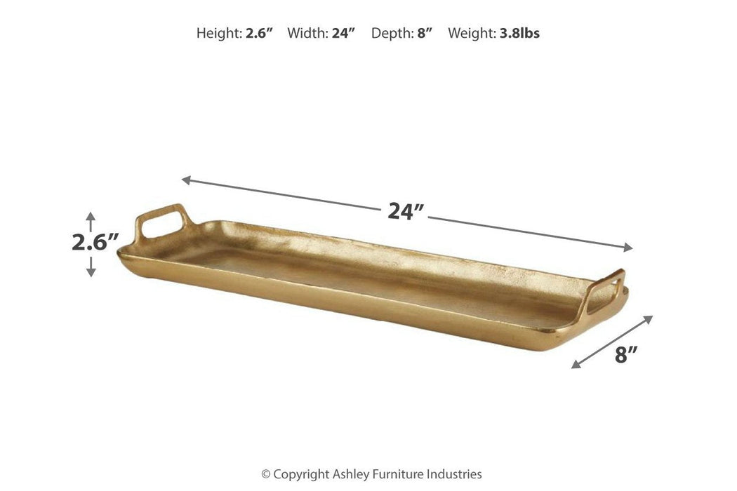 Posy Gold Finish Tray - A2000136 - Lara Furniture