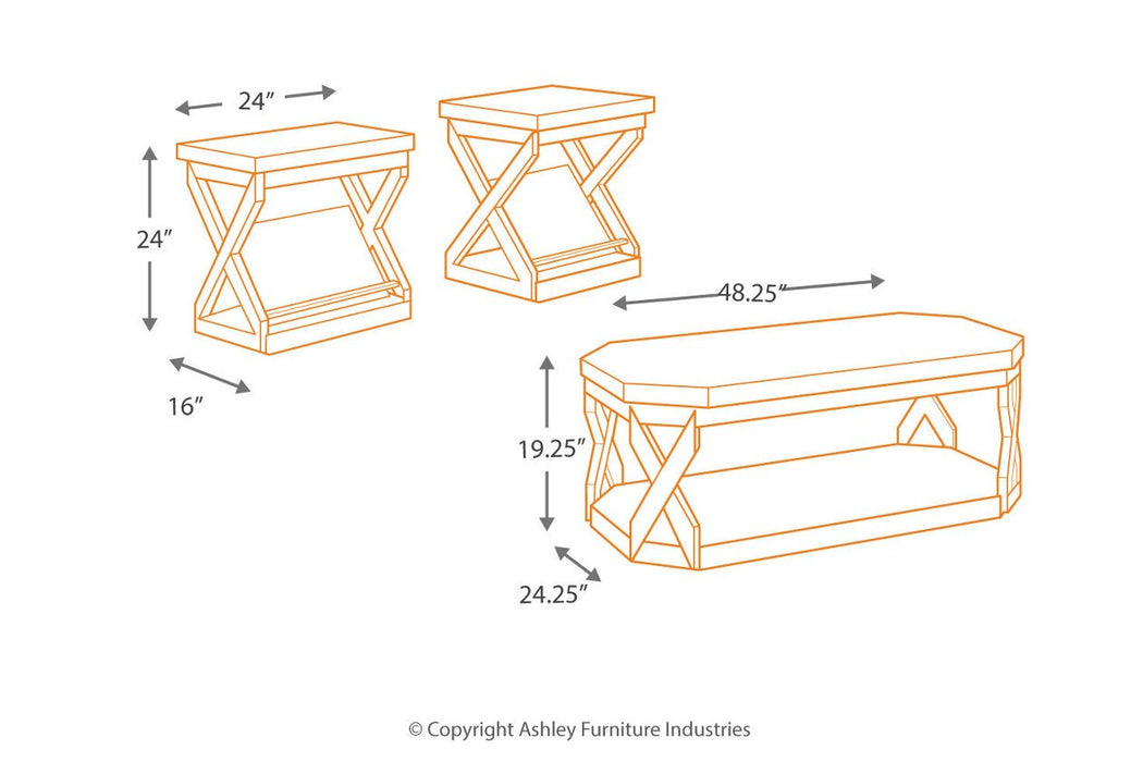 Radilyn Grayish Brown Table (Set of 3) - T568-13 - Lara Furniture