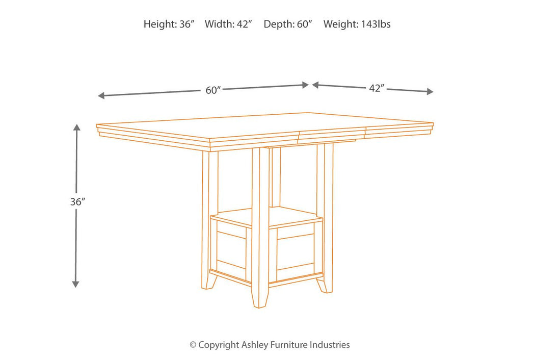 Ralene Medium Brown Counter Height Dining Extension Table - D594-42 - Lara Furniture