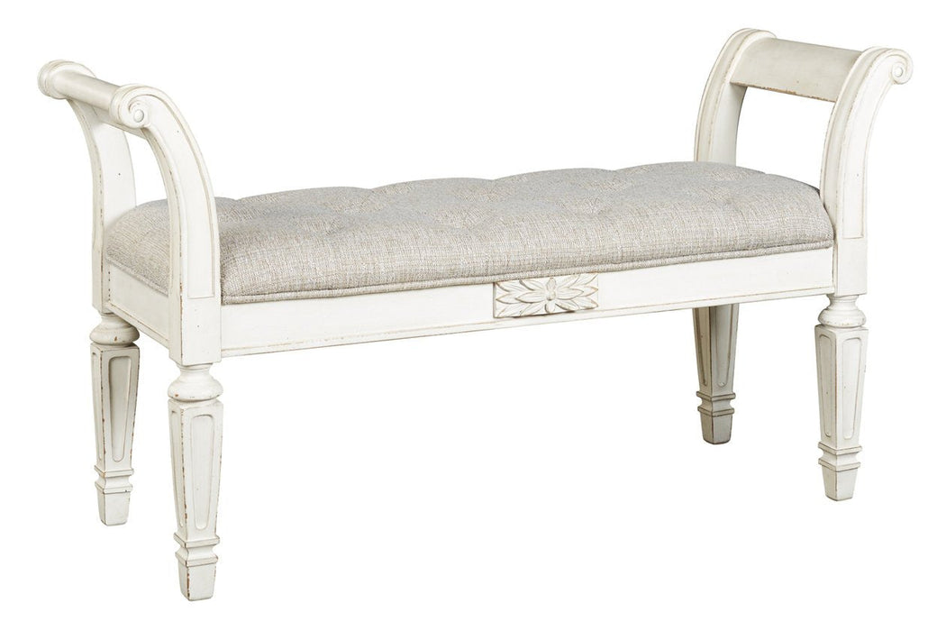 Realyn Antique White Accent Bench - A3000157 - Lara Furniture