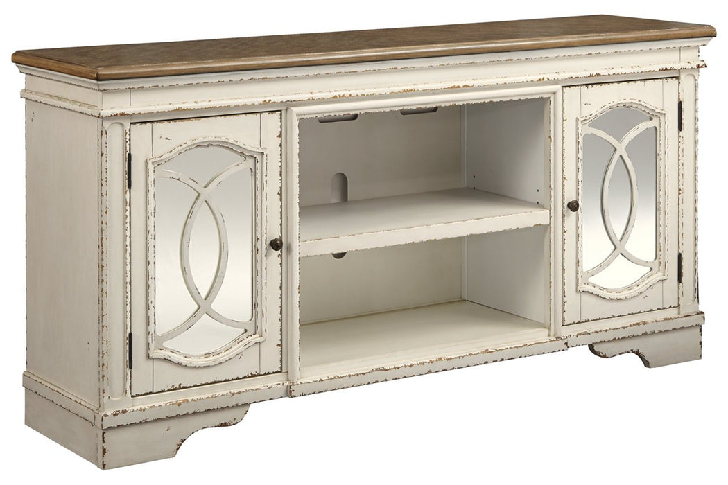 Realyn Chipped White 74" TV Stand - W743-68 - Lara Furniture