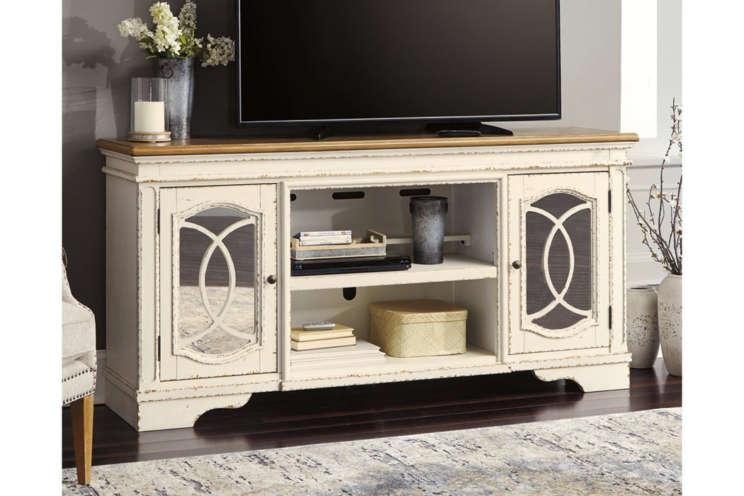 Realyn Chipped White 74" TV Stand - W743-68 - Lara Furniture