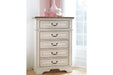 Realyn Chipped White Chest of Drawers - B743-45 - Lara Furniture