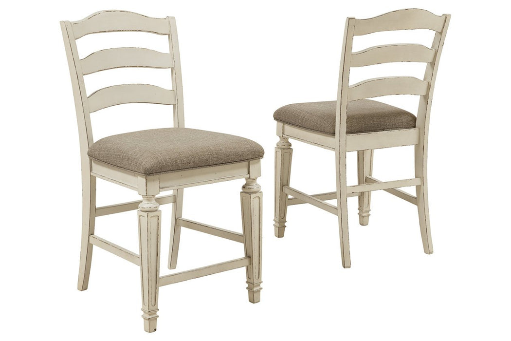 Realyn Chipped White Counter Height Bar Stool (Set of 2) - D743-124 - Lara Furniture