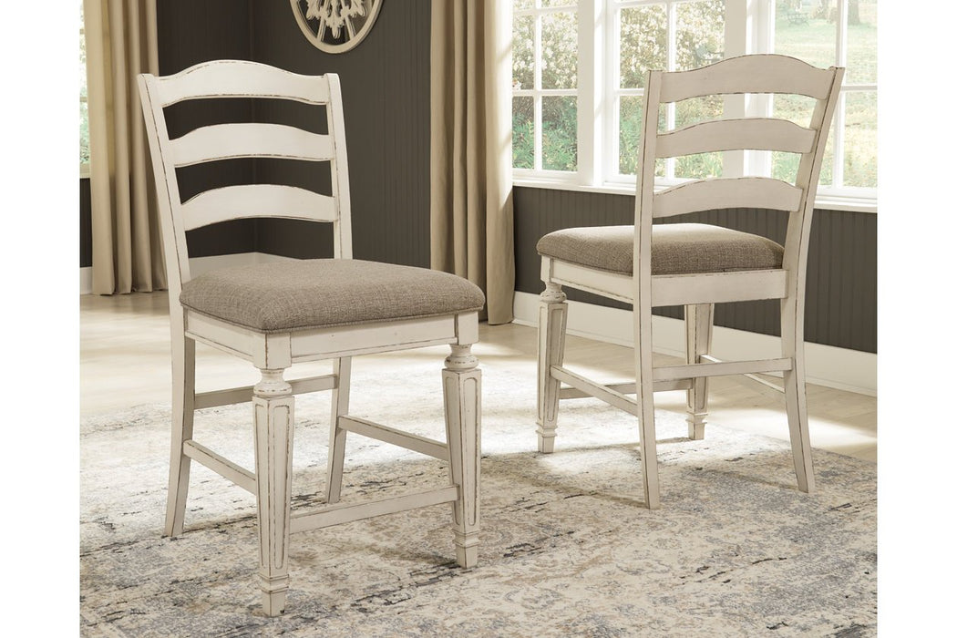 Realyn Chipped White Counter Height Bar Stool (Set of 2) - D743-124 - Lara Furniture