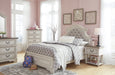 Realyn Chipped White Full Upholstered Bed - Lara Furniture