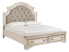 Realyn Chipped White King Storage Panel Bed - Lara Furniture