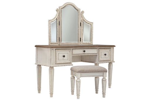 Realyn Two-tone Vanity and Mirror with Stool - B743-22 - Lara Furniture