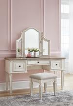 Realyn Two-tone Vanity and Mirror with Stool - B743-22 - Lara Furniture