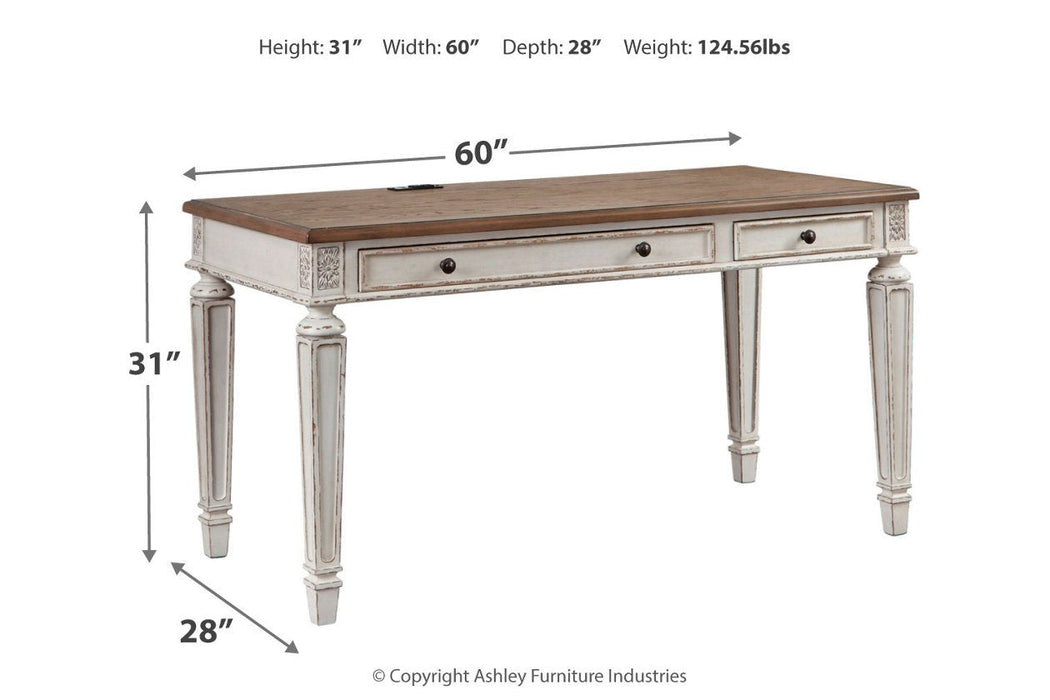 Realyn White/Brown 60" Home Office Desk - H743-34 - Lara Furniture