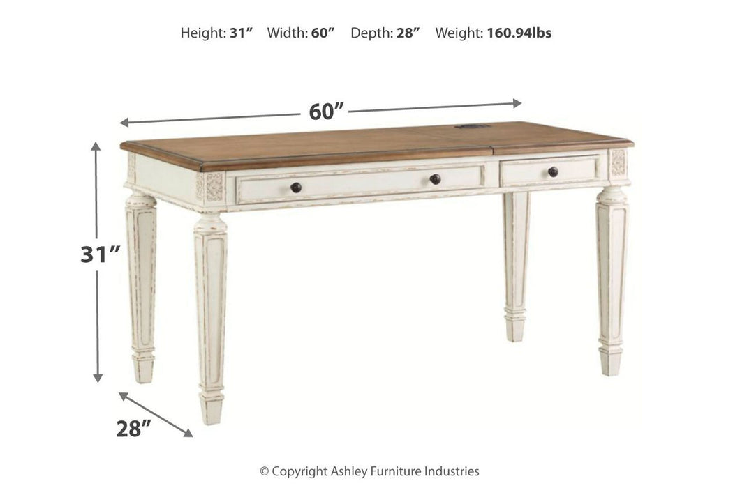 Realyn White/Brown Home Office Lift Top Desk - H743-134 - Lara Furniture