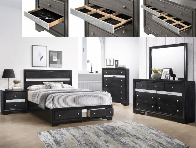 Regata Black King Storage Platform Bed - Lara Furniture