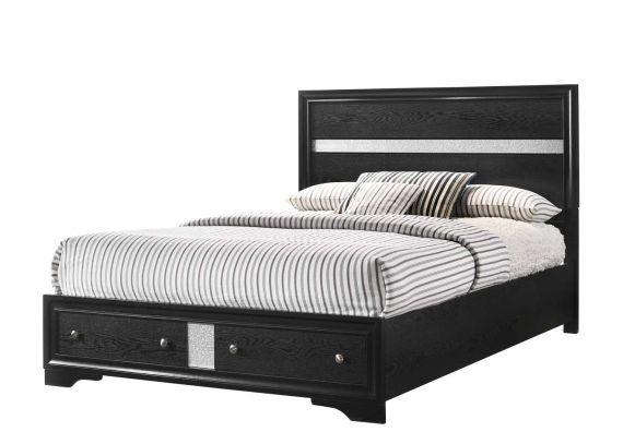 Regata Black Queen Storage Platform Bed - Lara Furniture