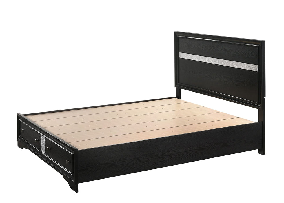 Regata Black Queen Storage Platform Bed - Lara Furniture