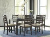 Rokane Brown Dining Table and Chairs (Set of 7) - D397-425 - Lara Furniture