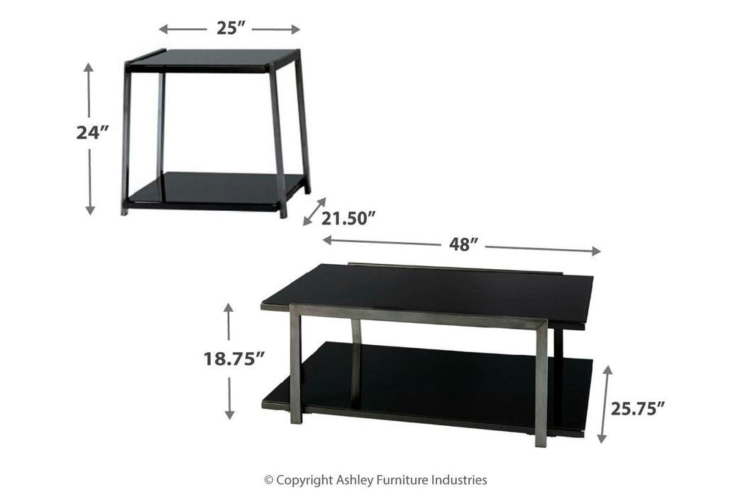 Rollynx Black Table (Set of 3) - T326-13 - Lara Furniture