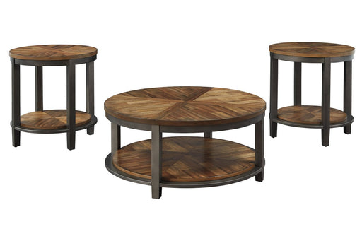 Roybeck Light Brown/Bronze Table (Set of 3) - T411-13 - Lara Furniture