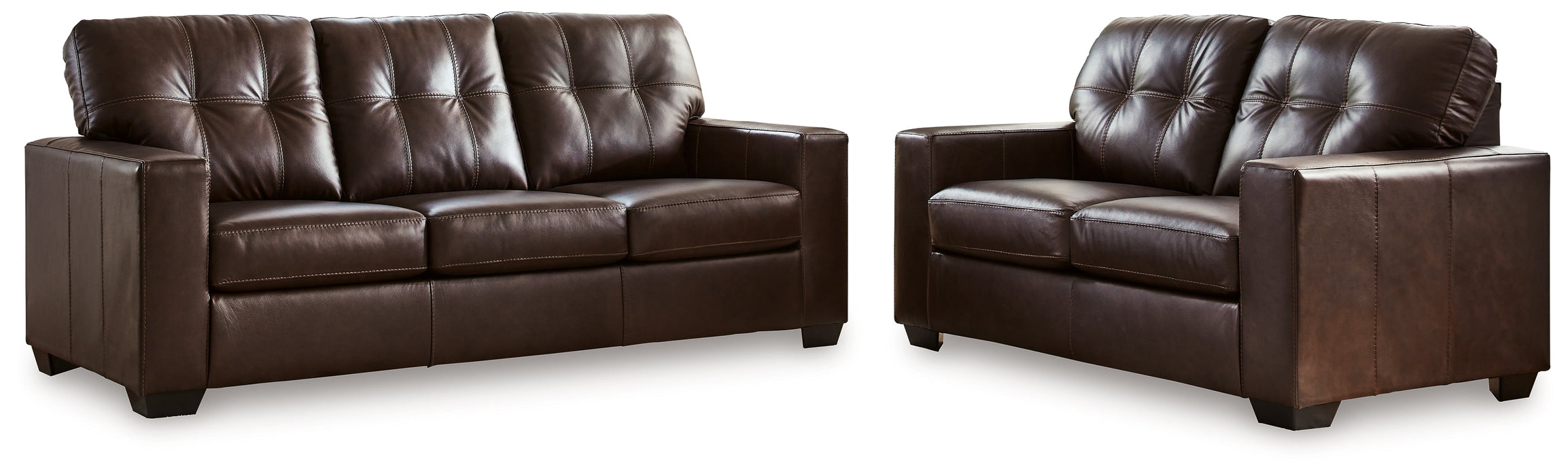 Santorine Sofa and Loveseat in Dark Brown - PKG020867