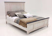 Sawyer Antique White-Brown Queen Panel Bed - Lara Furniture