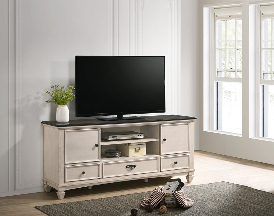 Saywer Antique 68" White/Brown TV Stand - B9100-7 - Lara Furniture