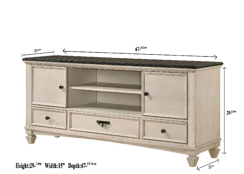 Saywer Antique 68" White/Brown TV Stand - B9100-7 - Lara Furniture