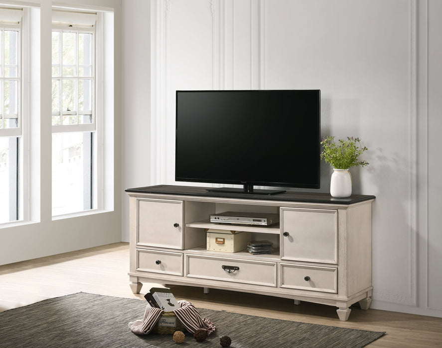 Saywer Antique 68" White/Brown TV Stand - B9100-7 - Lara Furniture