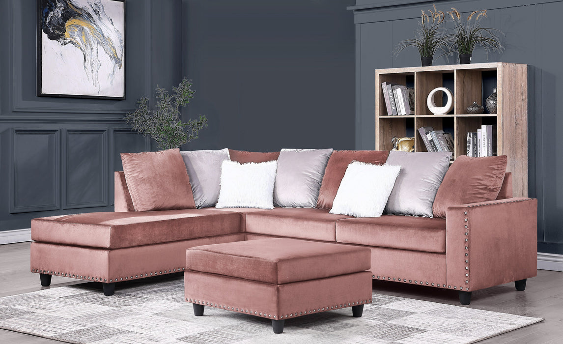 Cyndia Pink Velvet Reversible Sectional