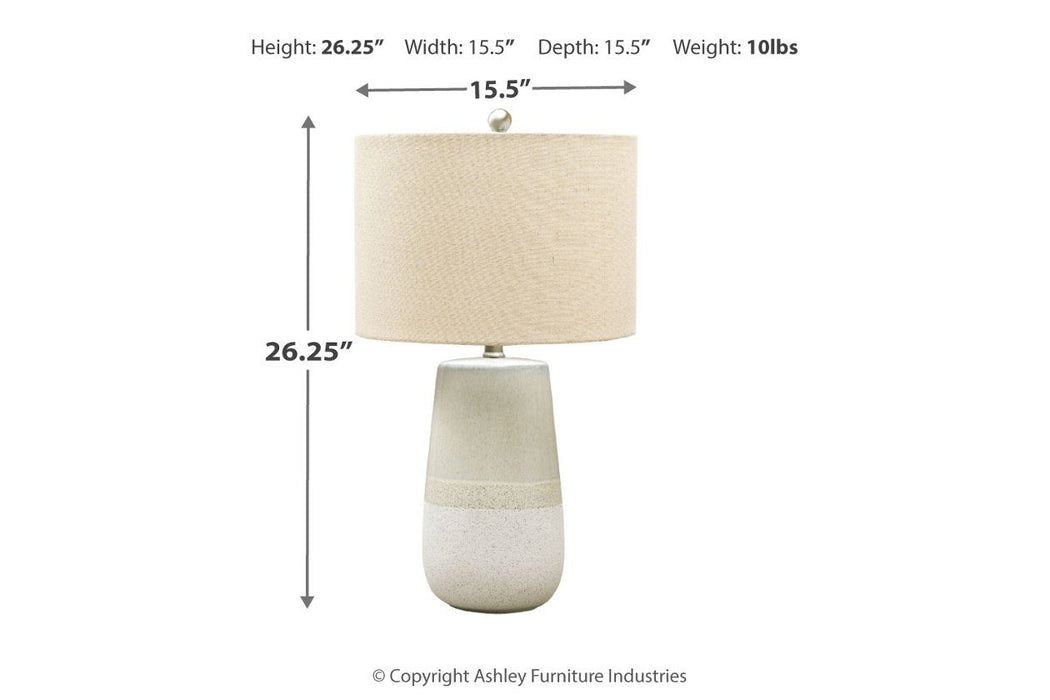 Shavon Beige/White Table Lamp - L100724 - Lara Furniture