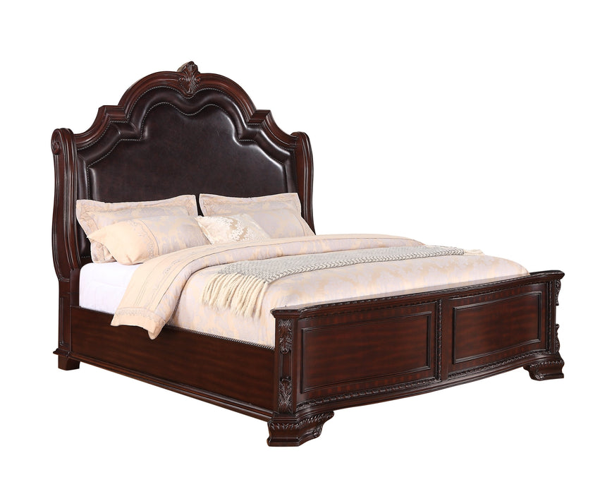 Sheffield Dark Cherry King Panel Bed - Lara Furniture