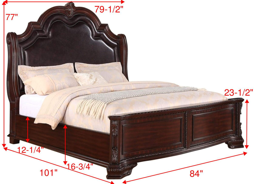 Sheffield Dark Cherry King Panel Bed - Lara Furniture