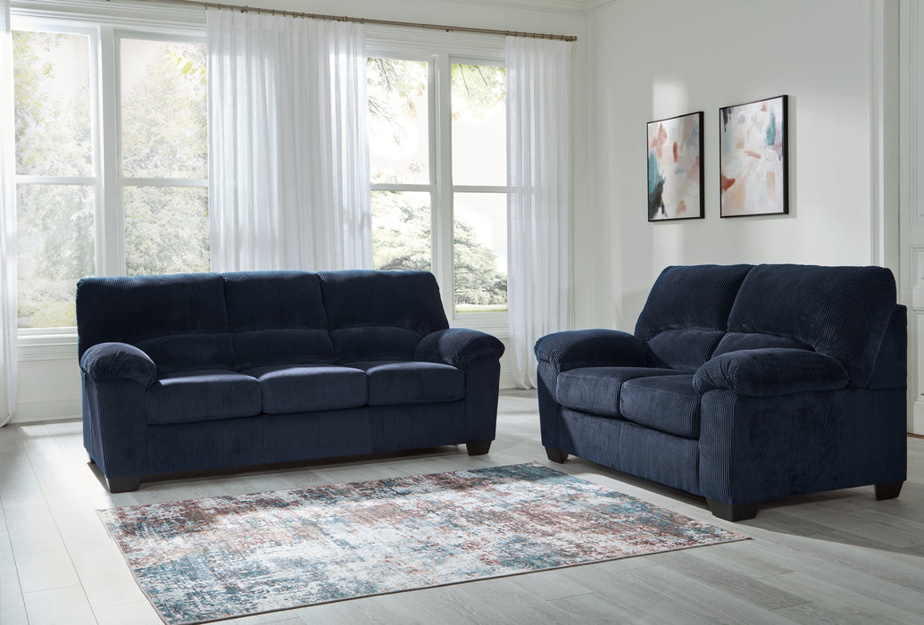 SimpleJoy Sofa and Loveseat in Navy - PKG020876