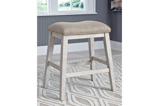 Skempton White/Light Brown Counter Height Bar Stool (Set of 2) - D394-024 - Lara Furniture