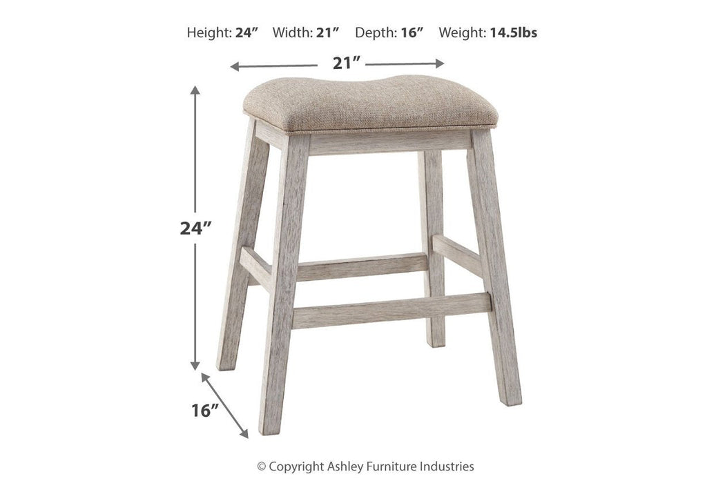 Skempton White/Light Brown Counter Height Bar Stool (Set of 2) - D394-024 - Lara Furniture